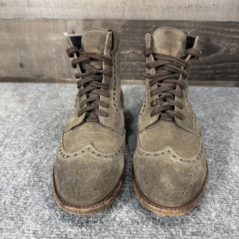 Sendra 9269 Oxford Boots Suede Wingtip Brogue Lace Up Brown Mens Sz 8.5 Spain
